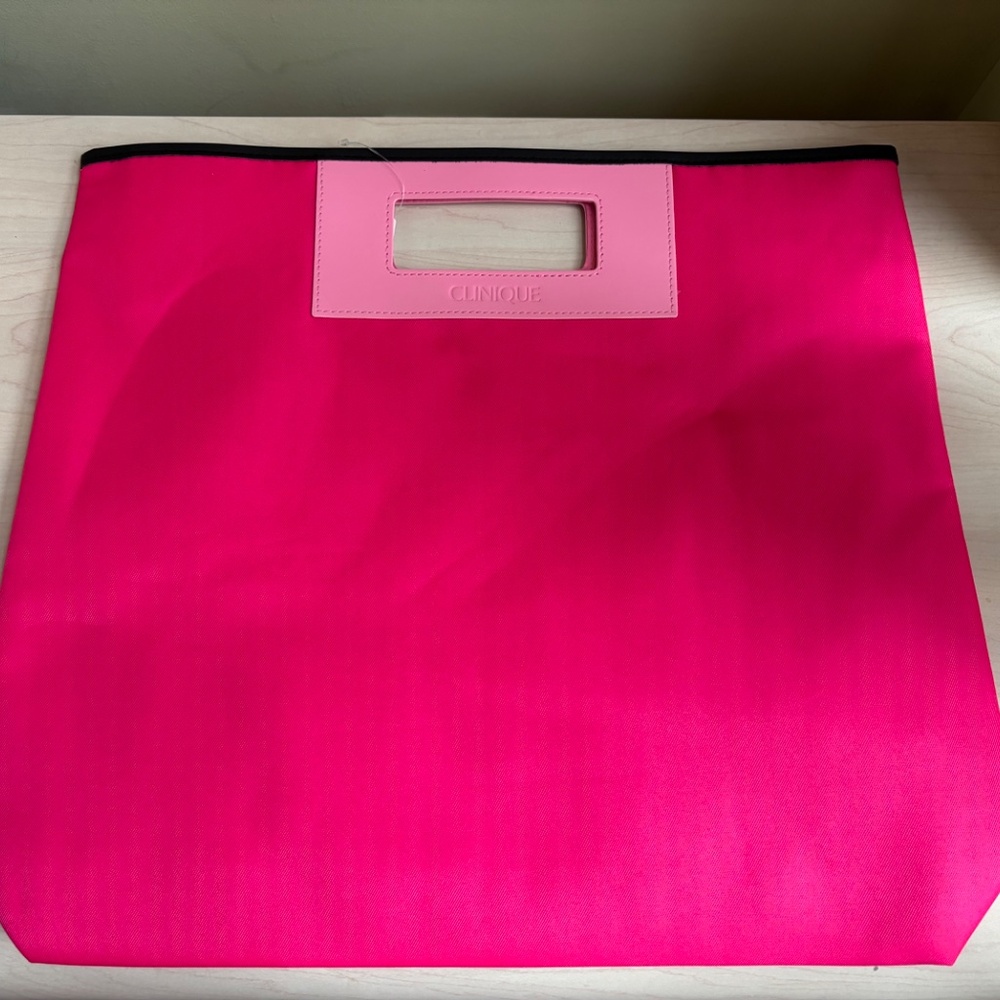 Holiday Sale! New Clinique Magenta Pink Tote Bag with Light Pink Handles